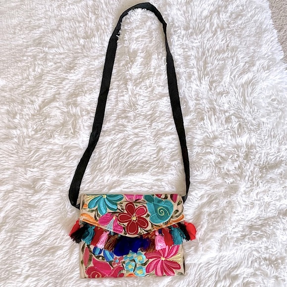 Handmade Mexican Colorful Tassel Crossbody Purse - Picture 1 of 5